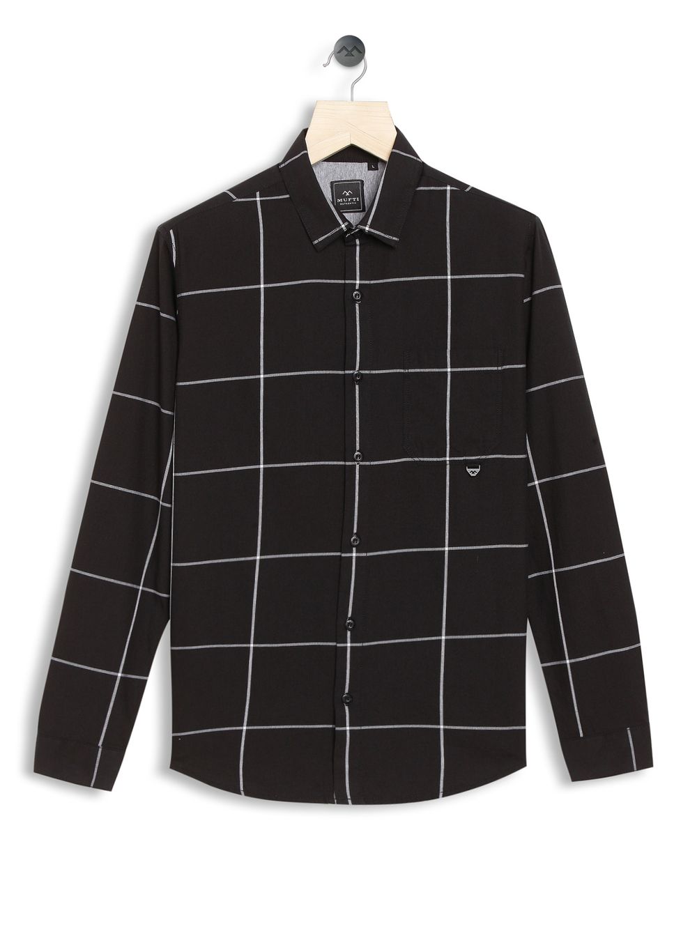 Black & White Windowpane Check Slim Fit Casual Shirt