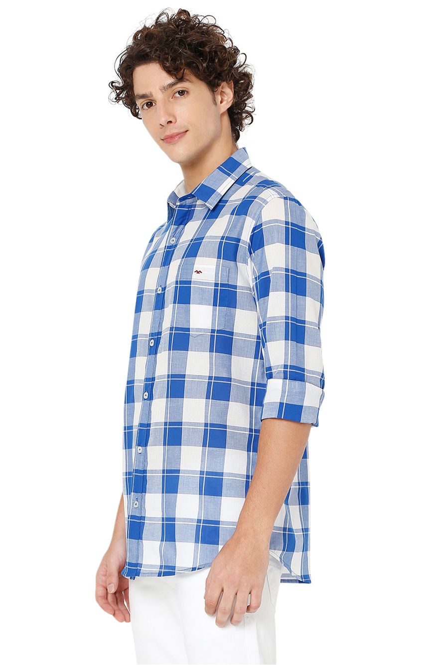 Blue & White Bold Check Shirt