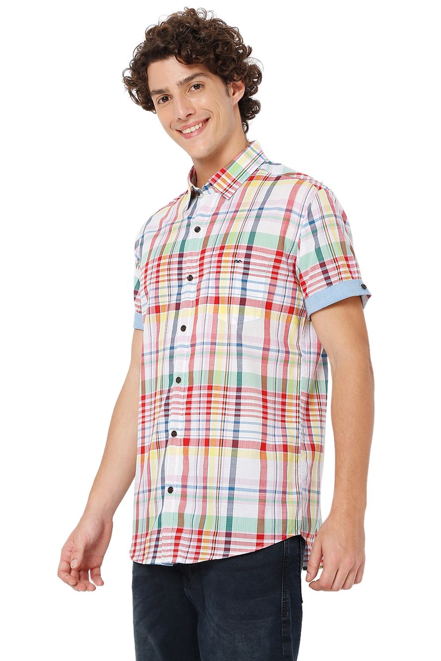 White & Multi Madras Check Shirt