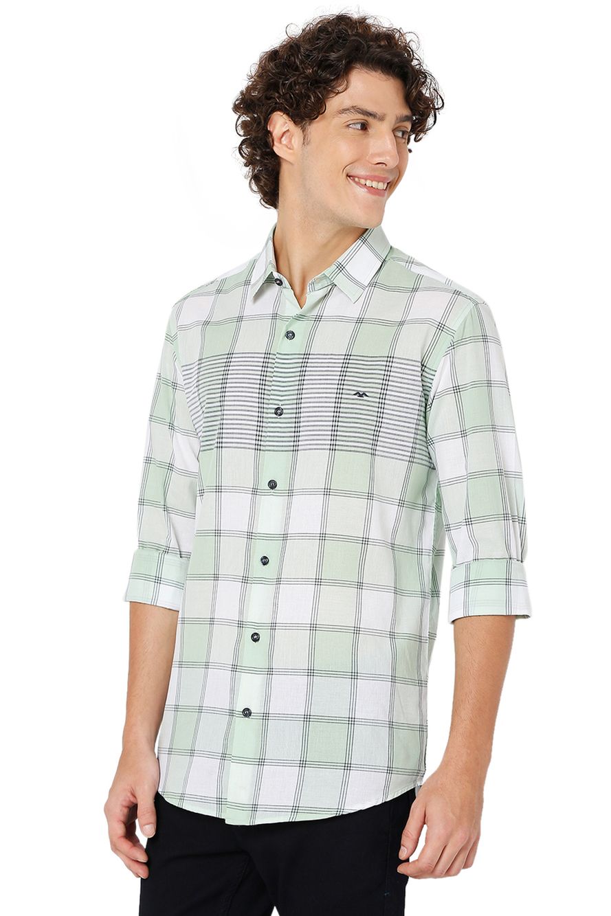 Light Green & White Placement Check Shirt