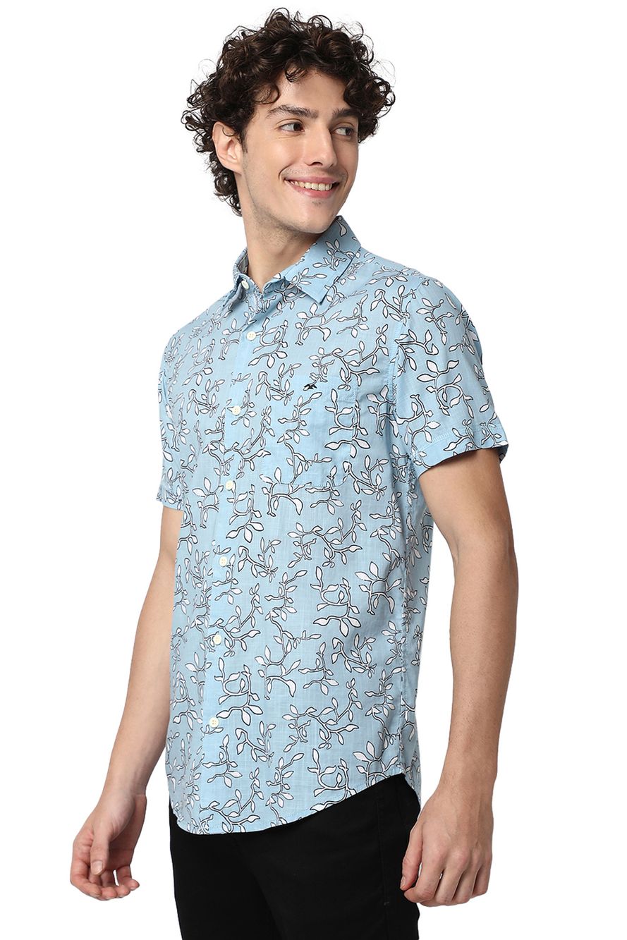 Light Blue & White Resort Print Shirt
