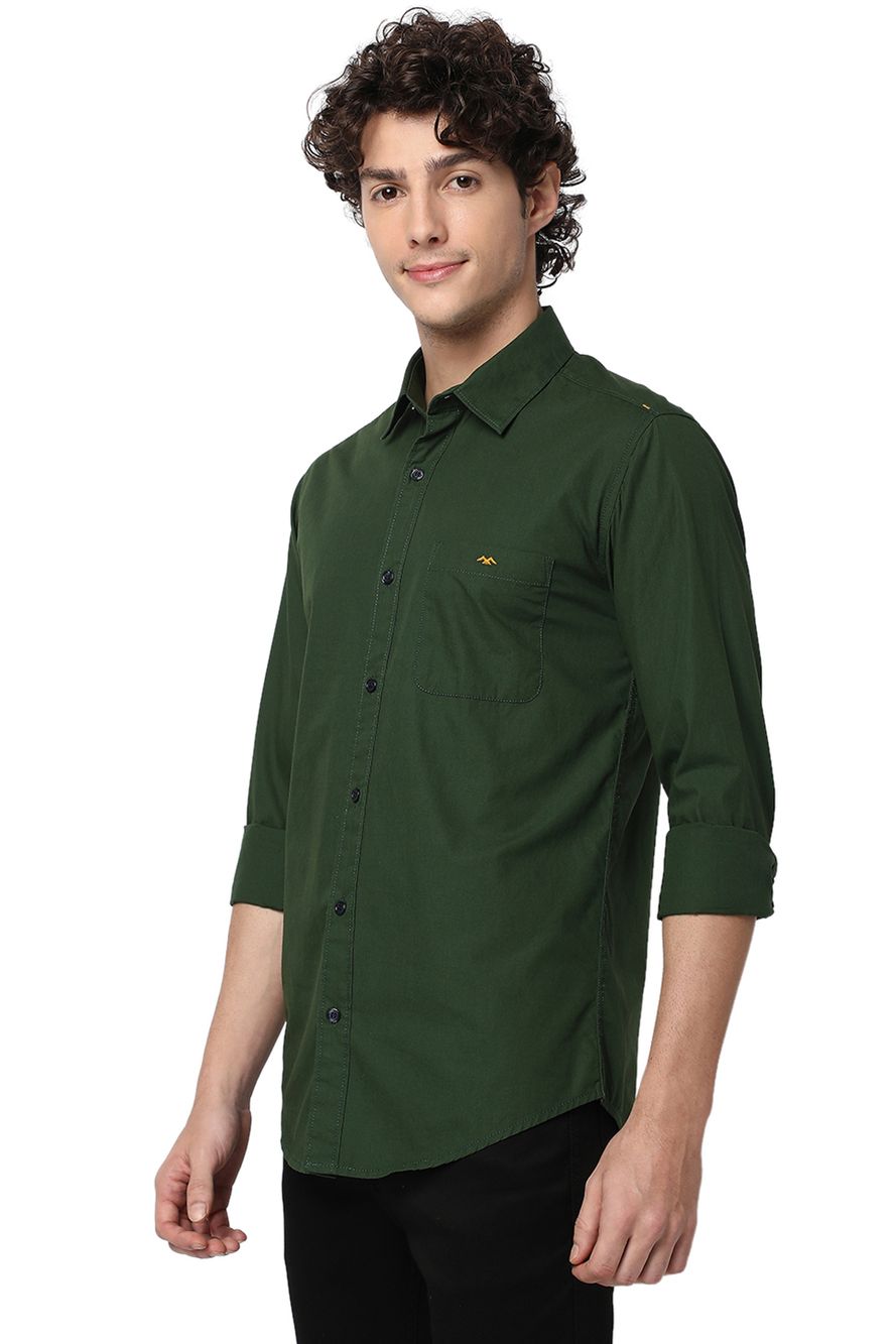 Green Slim Fit Casual Shirt