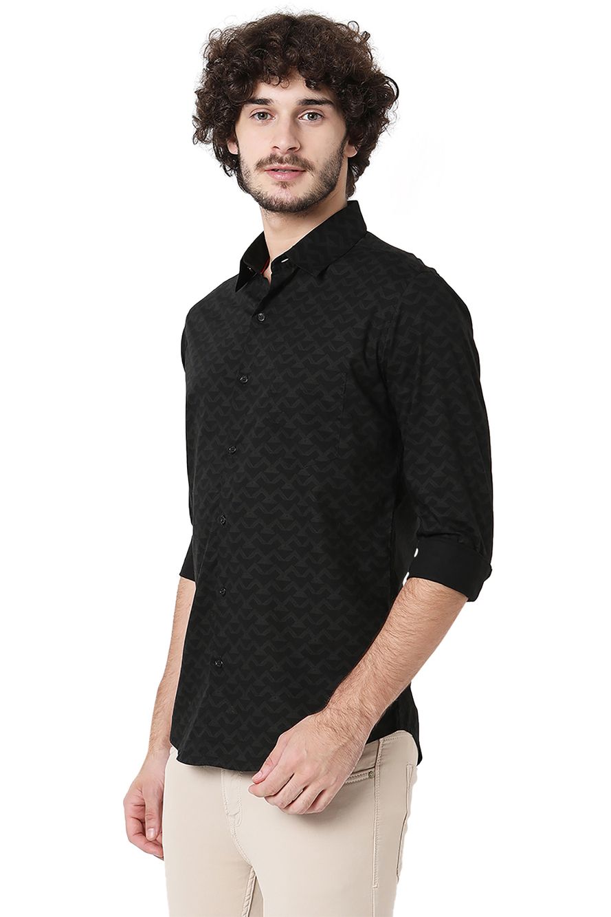 Black Slim Fit Casual Shirt