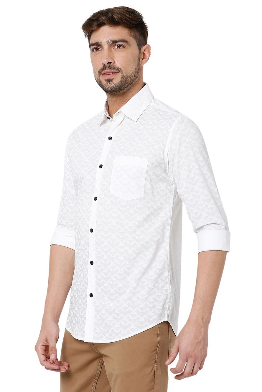 White Slim Fit Casual Shirt