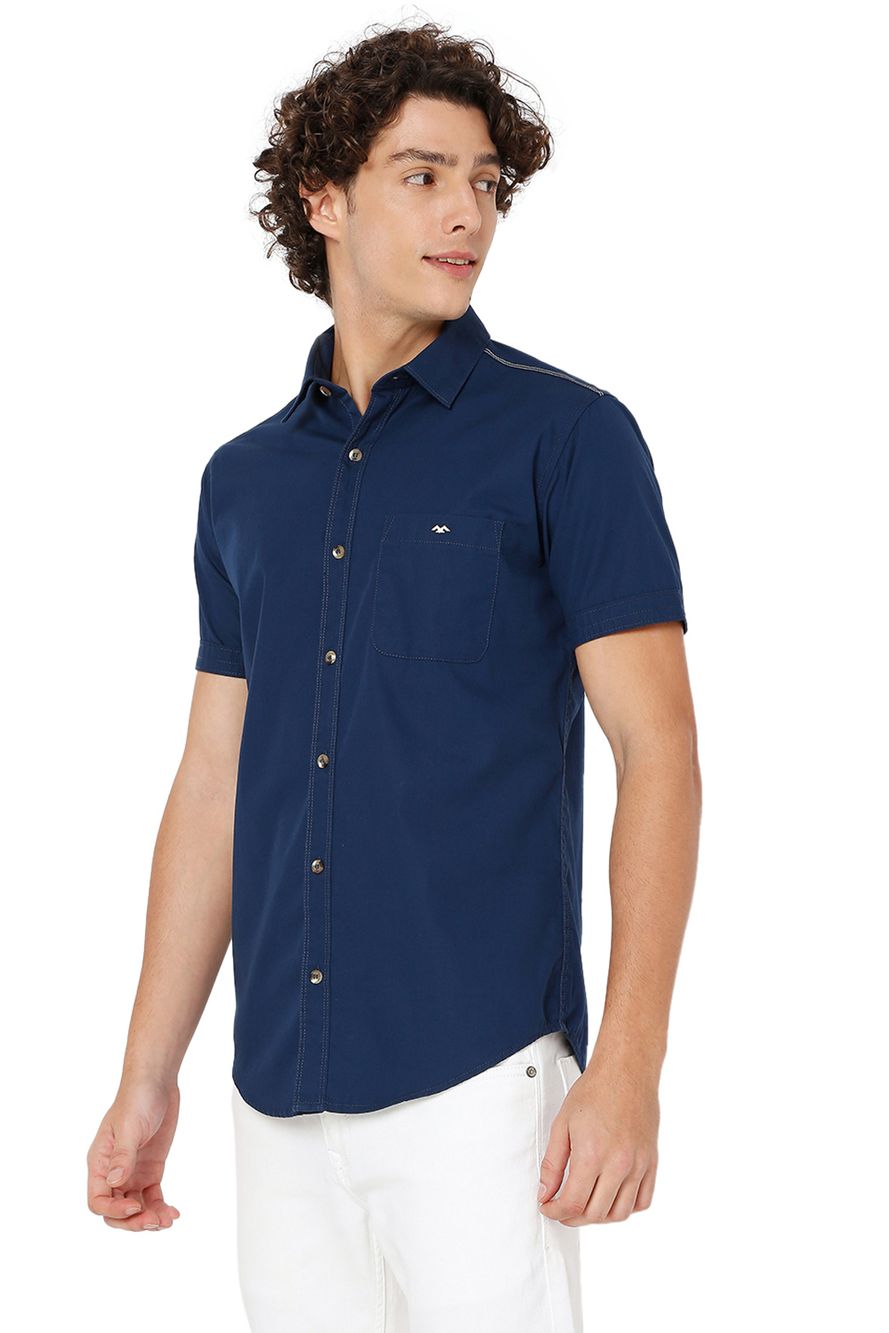 Navy Slim Fit Casual Shirt