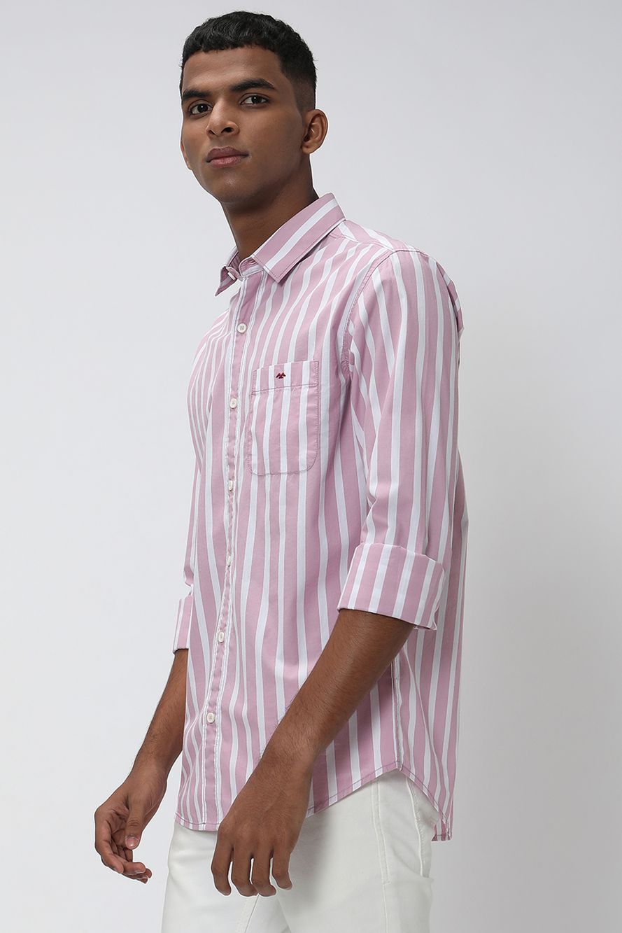 Pink & White Bengal Stripe Slim Fit Casual Shirt