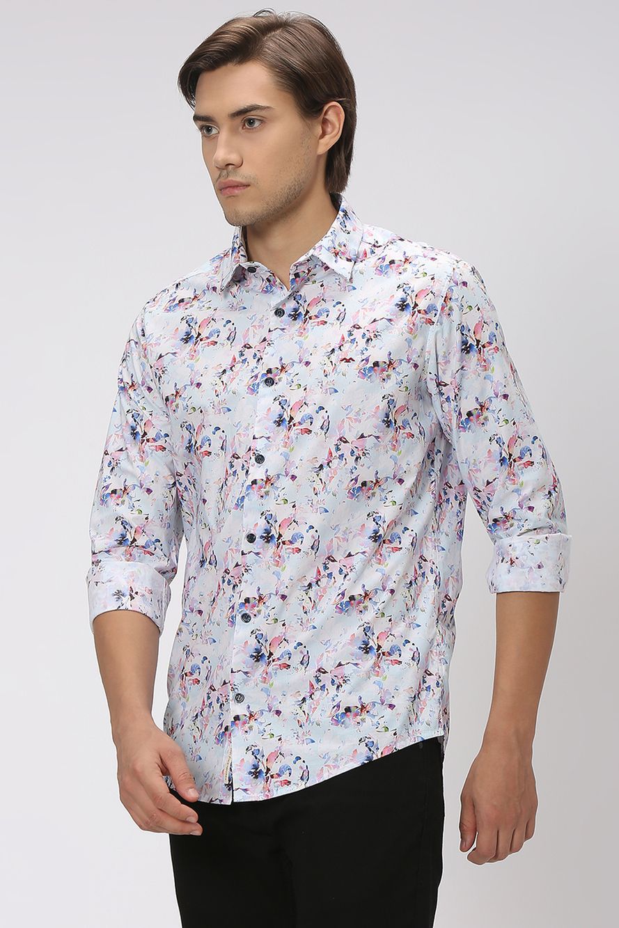 Light Blue & Multi Digital Print Shirt