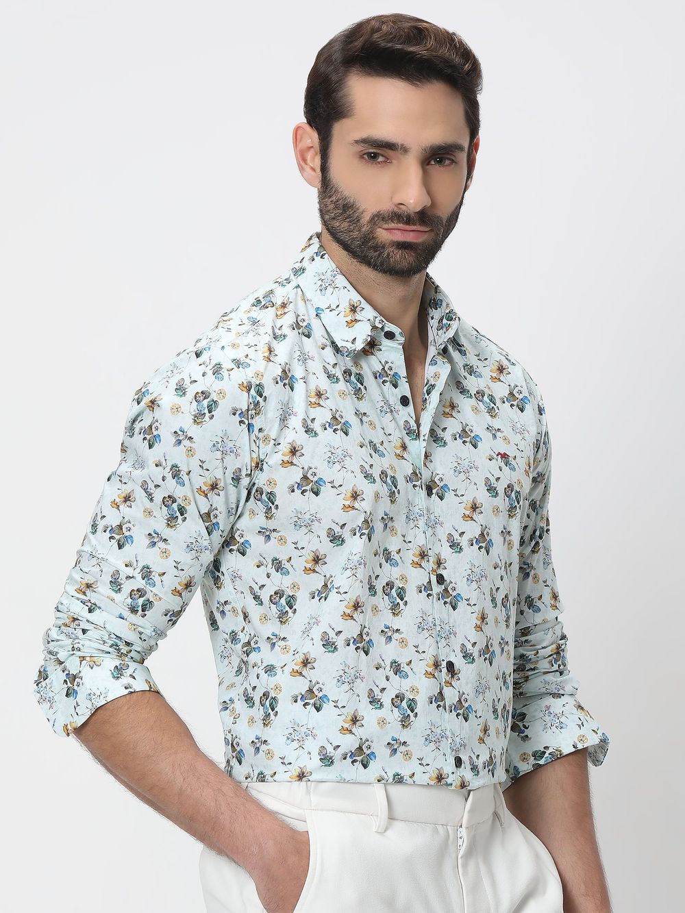 Light Green & Multi Digital Print Shirt