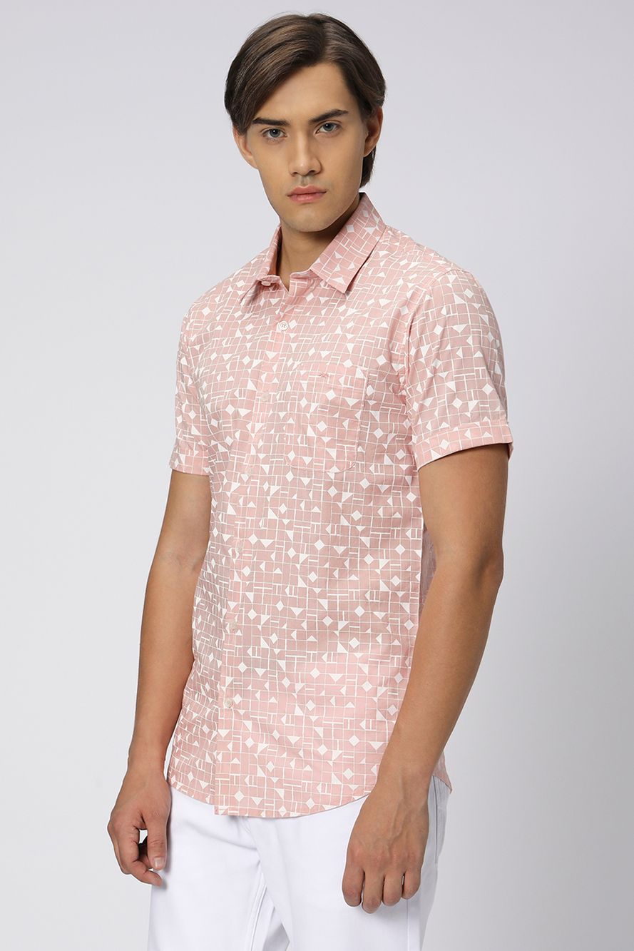 Pastel Pink & White Geometric Print Shirt