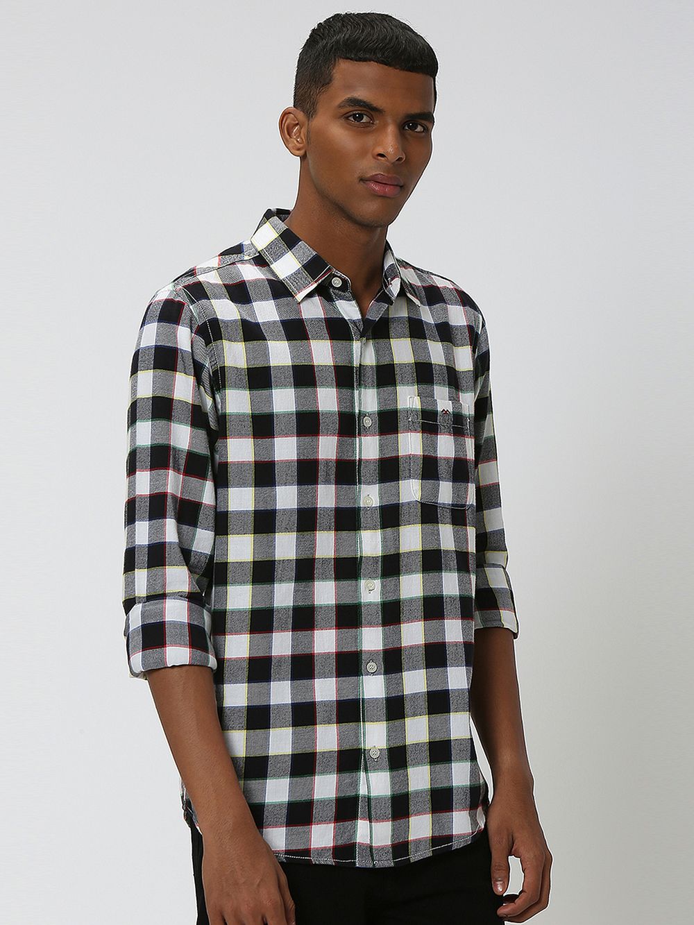 Black & Multi Square Check Shirt