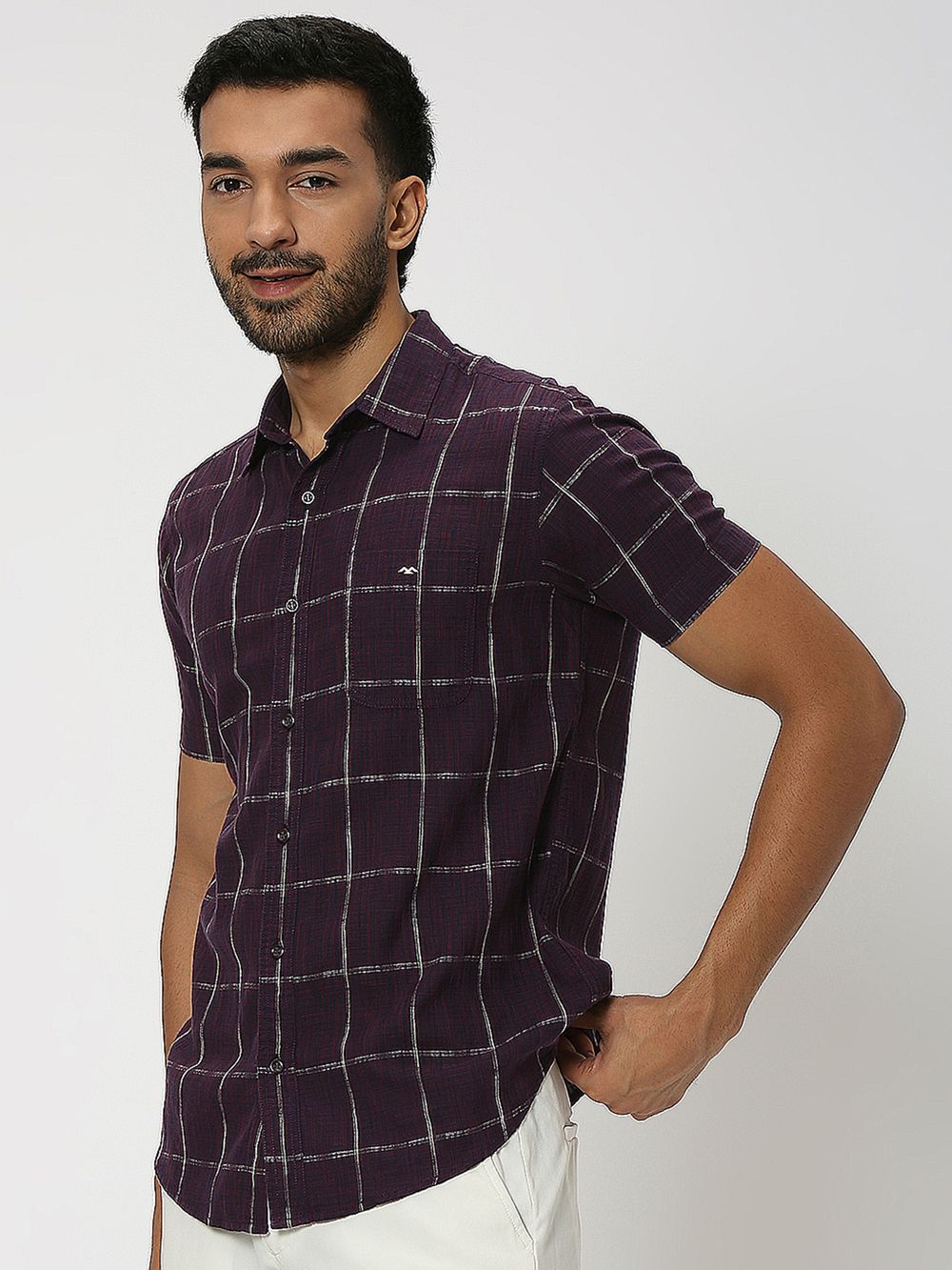 Maroon Windowpane Check Shirt