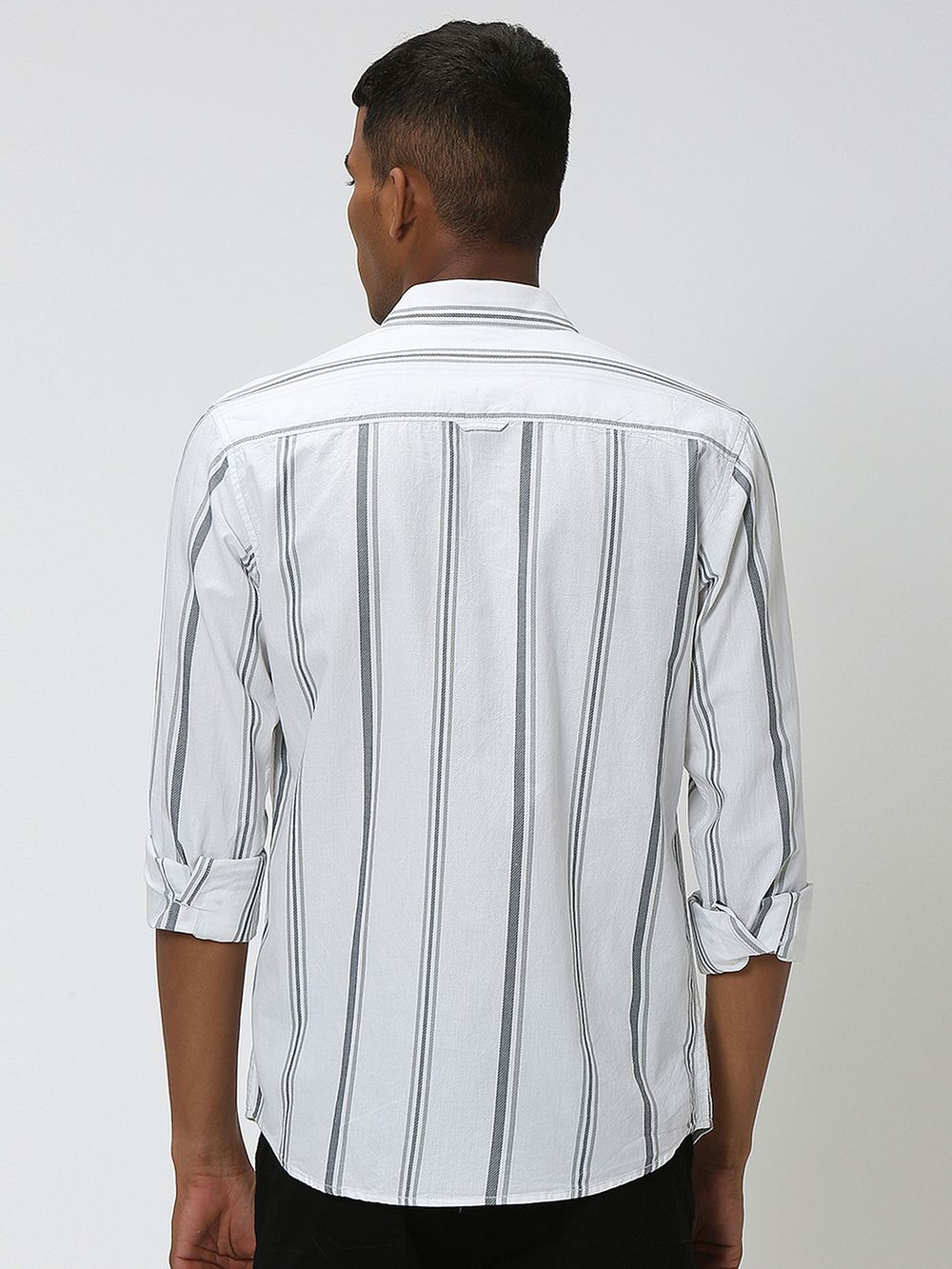 White & Grey Awning Stripe Shirt