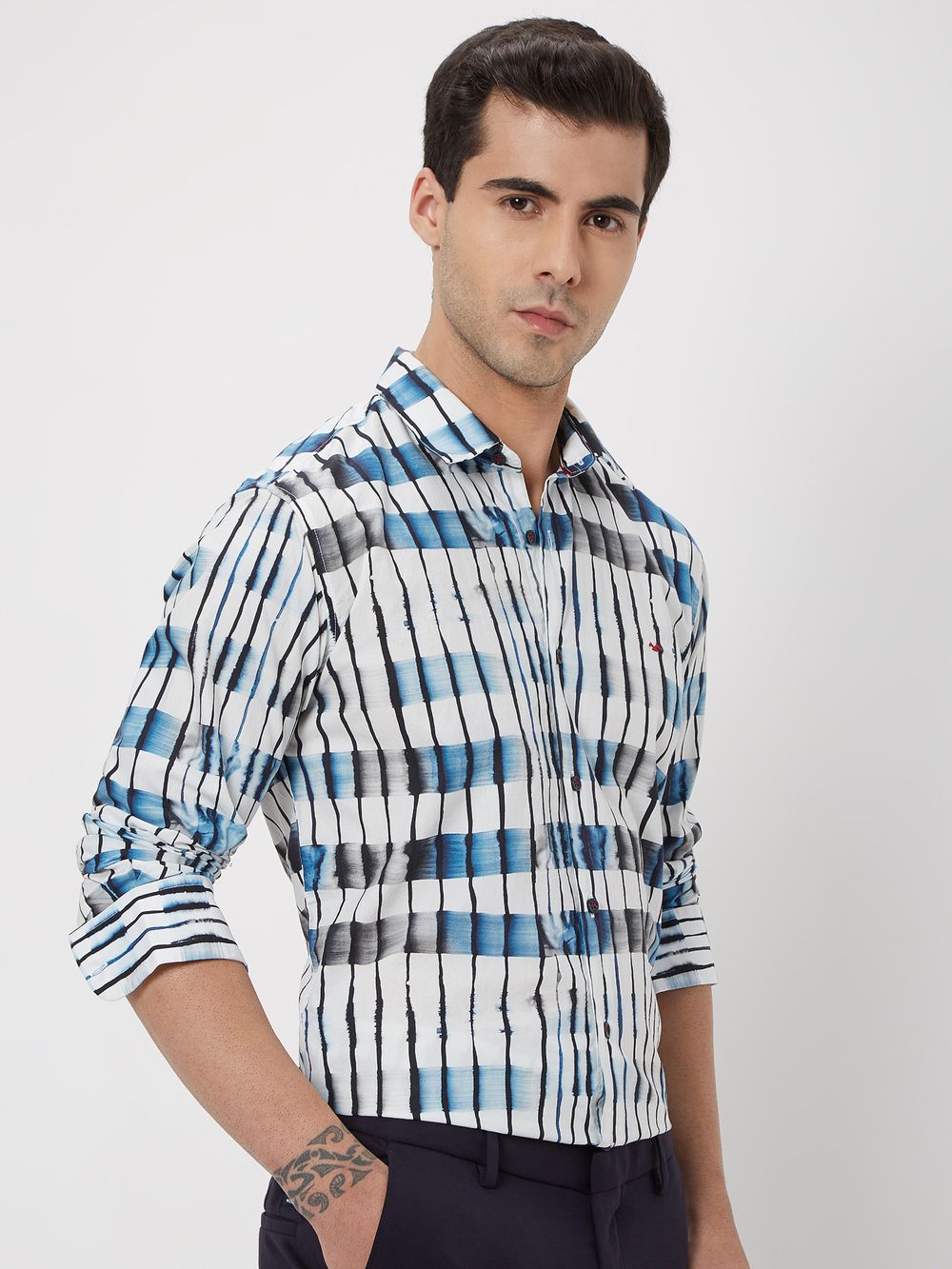 Blue & White Digital Print Shirt