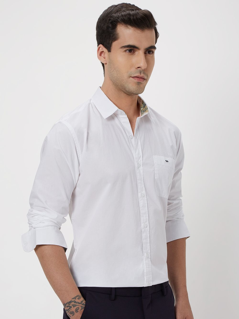 White Tactical Poplin Plain Shirt