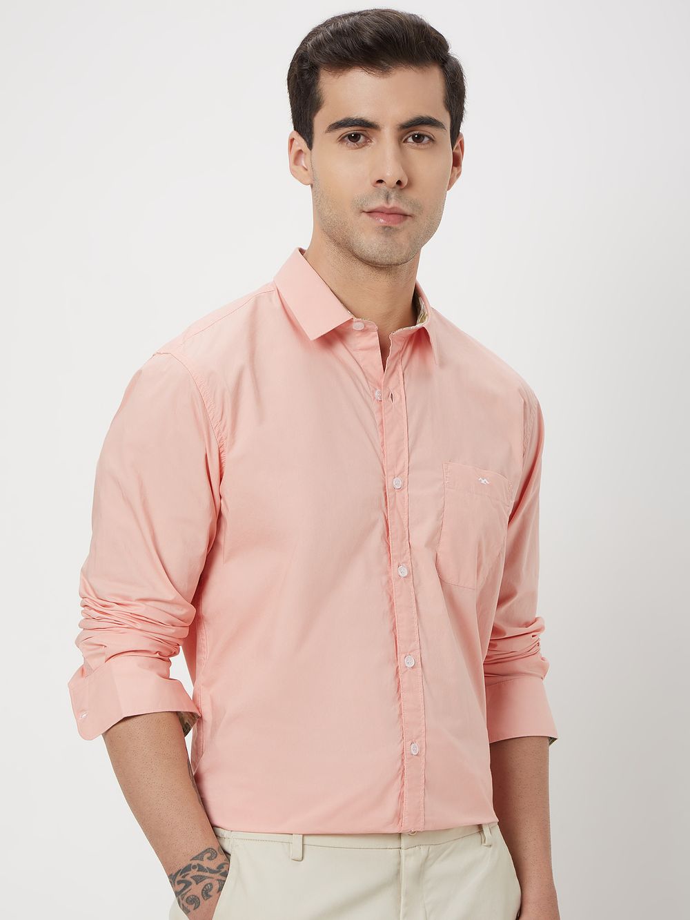 Peach Tactical Poplin Plain Shirt