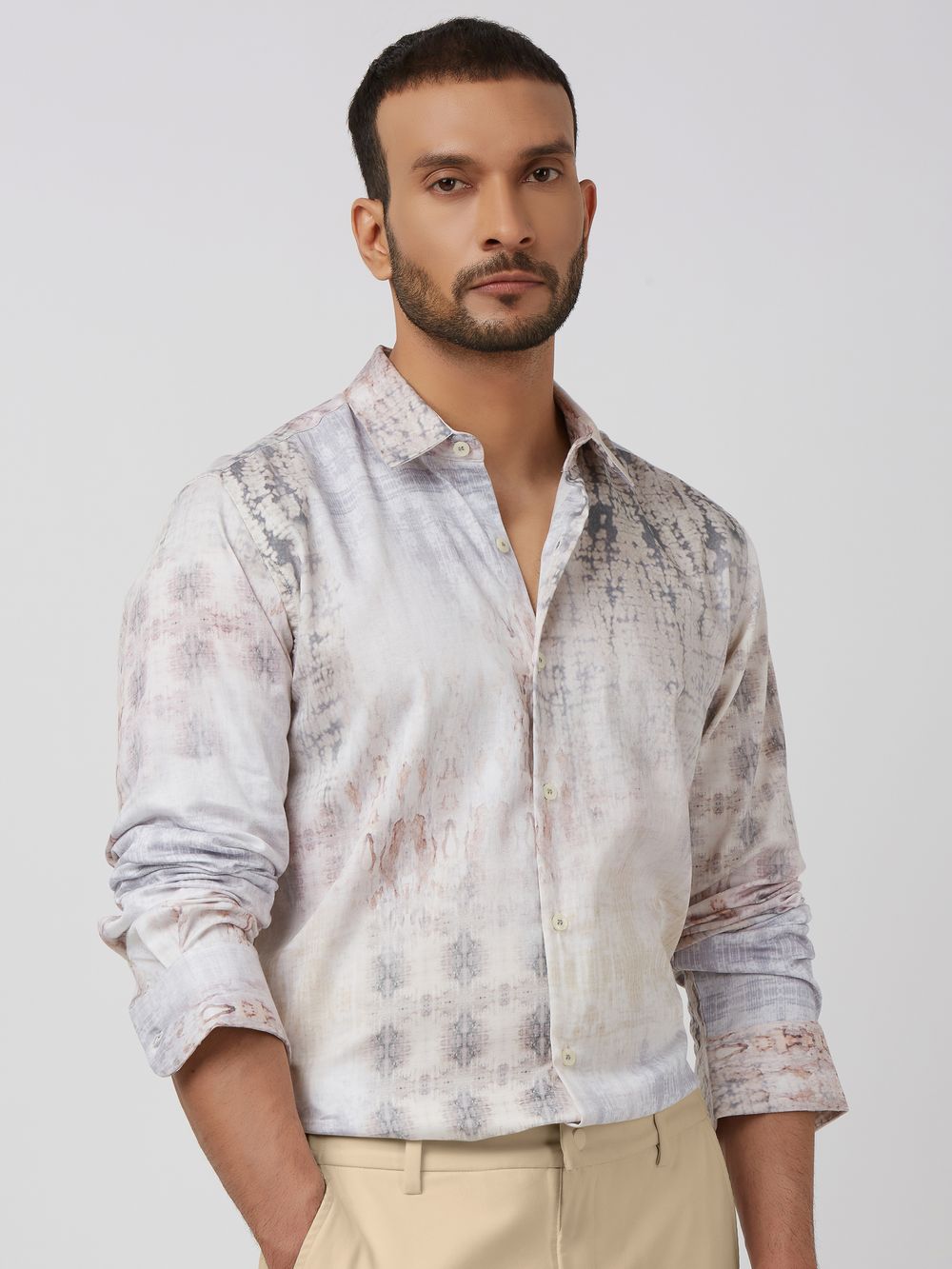 Multicolour Abstract Print Slim Fit Casual Shirt