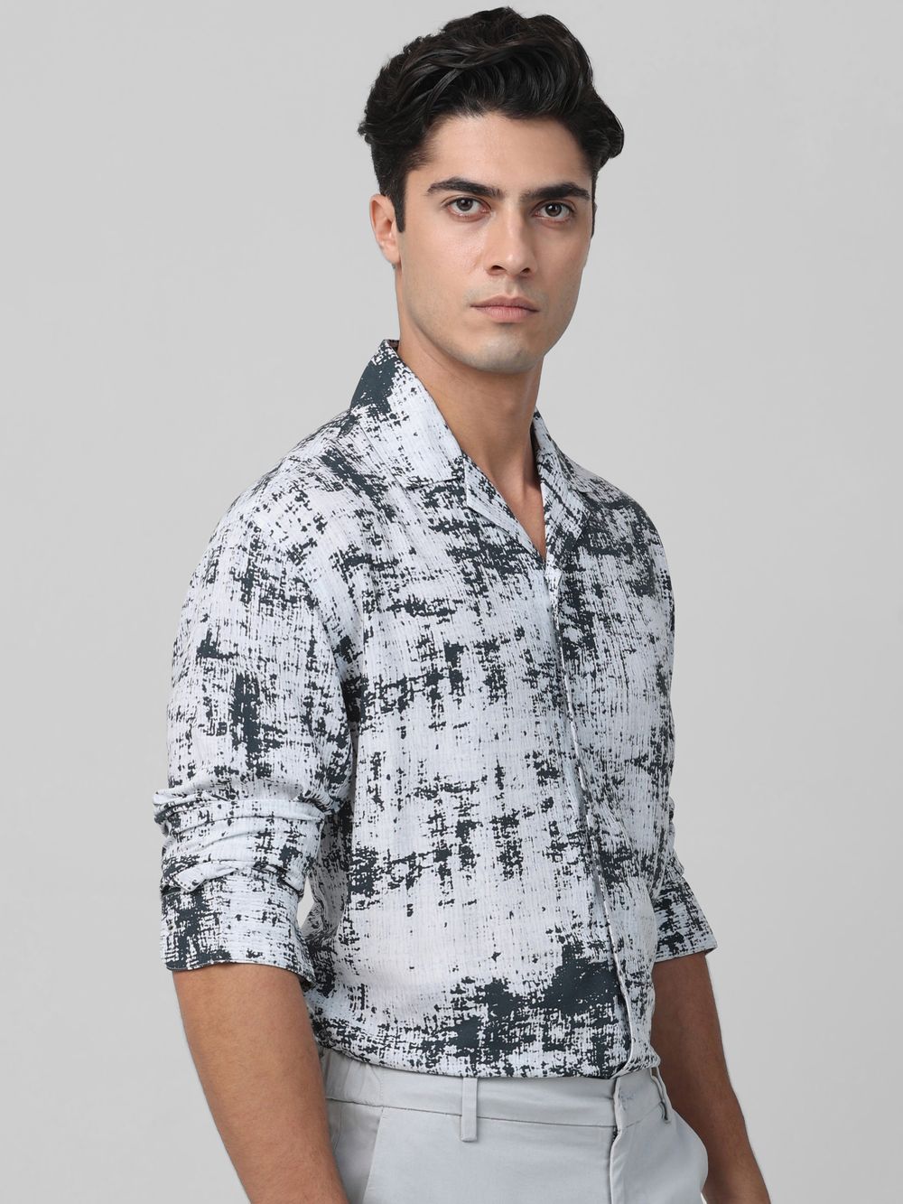 White Digital Print Casual Shirt