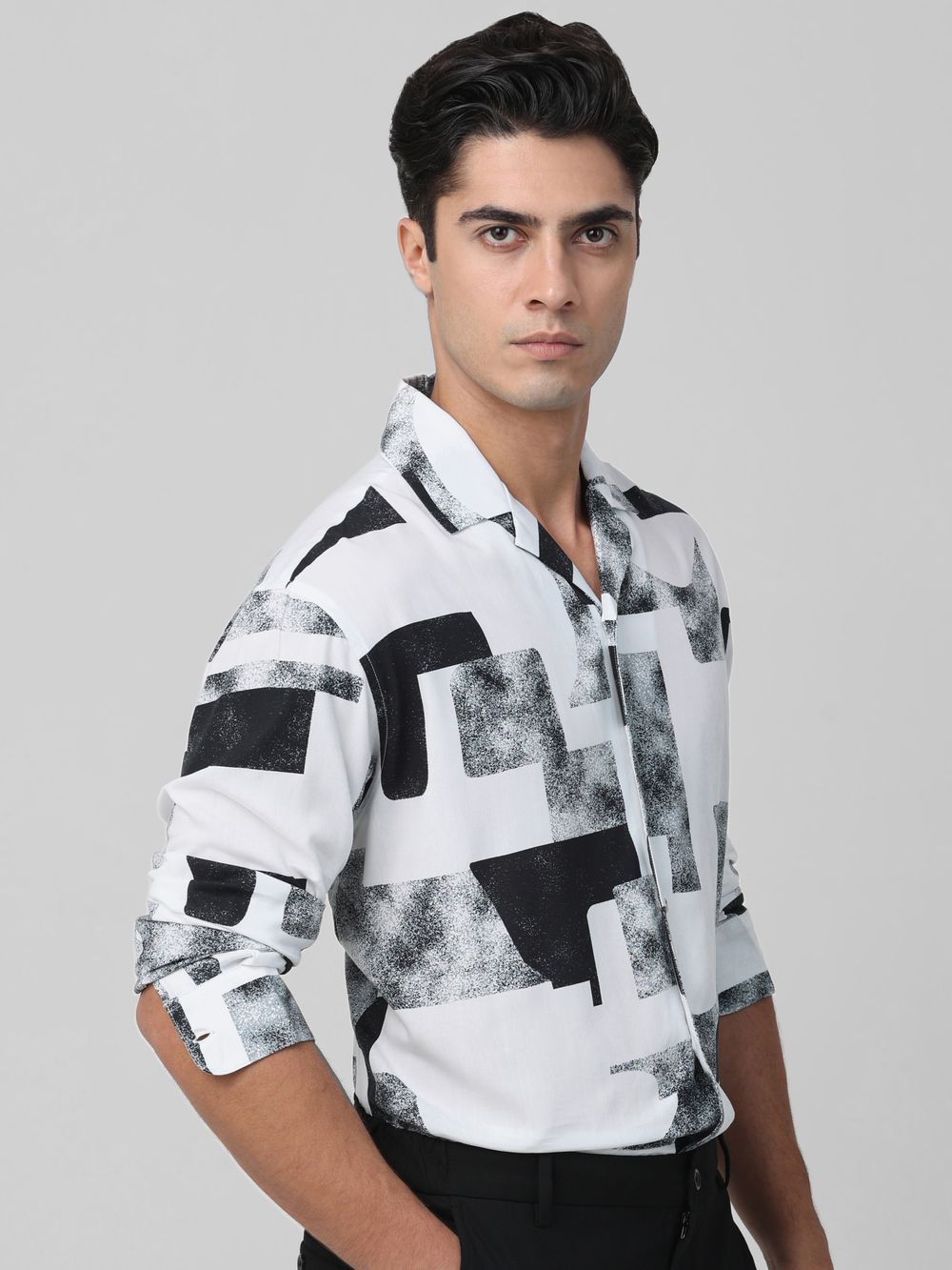 White Digital Print Casual Shirt