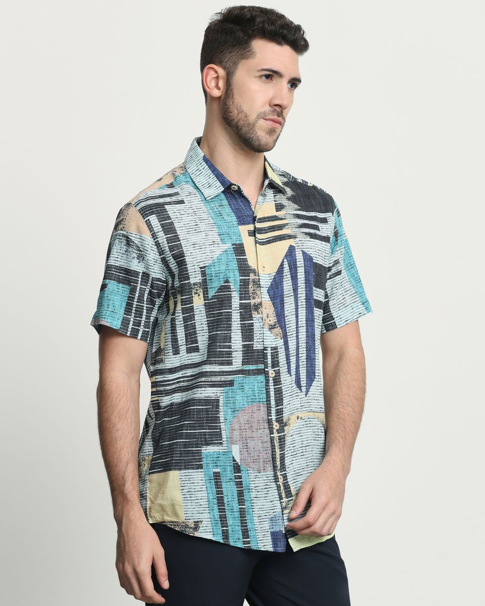 Multi Digital Print Slim Fit Casual Shirt