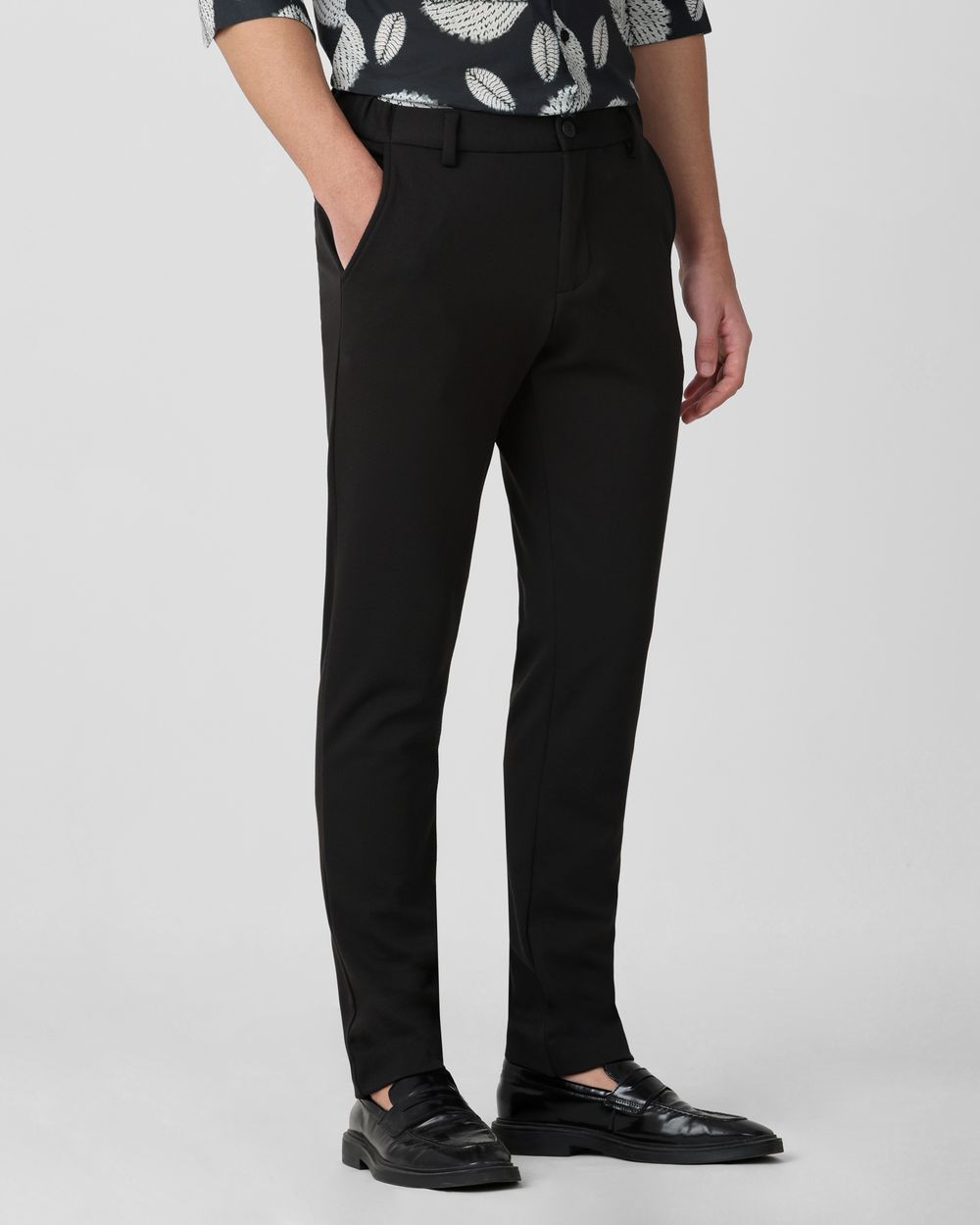 Green Slim Fit Jersey Flat Front Pants Trousers