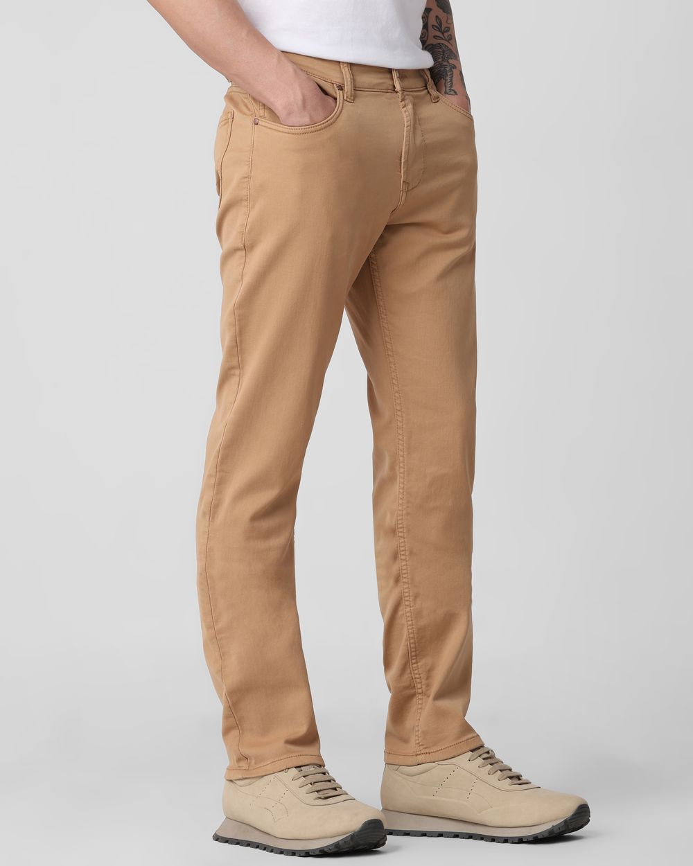 Khaki Straight Fit Superstretch Coloured Jeans