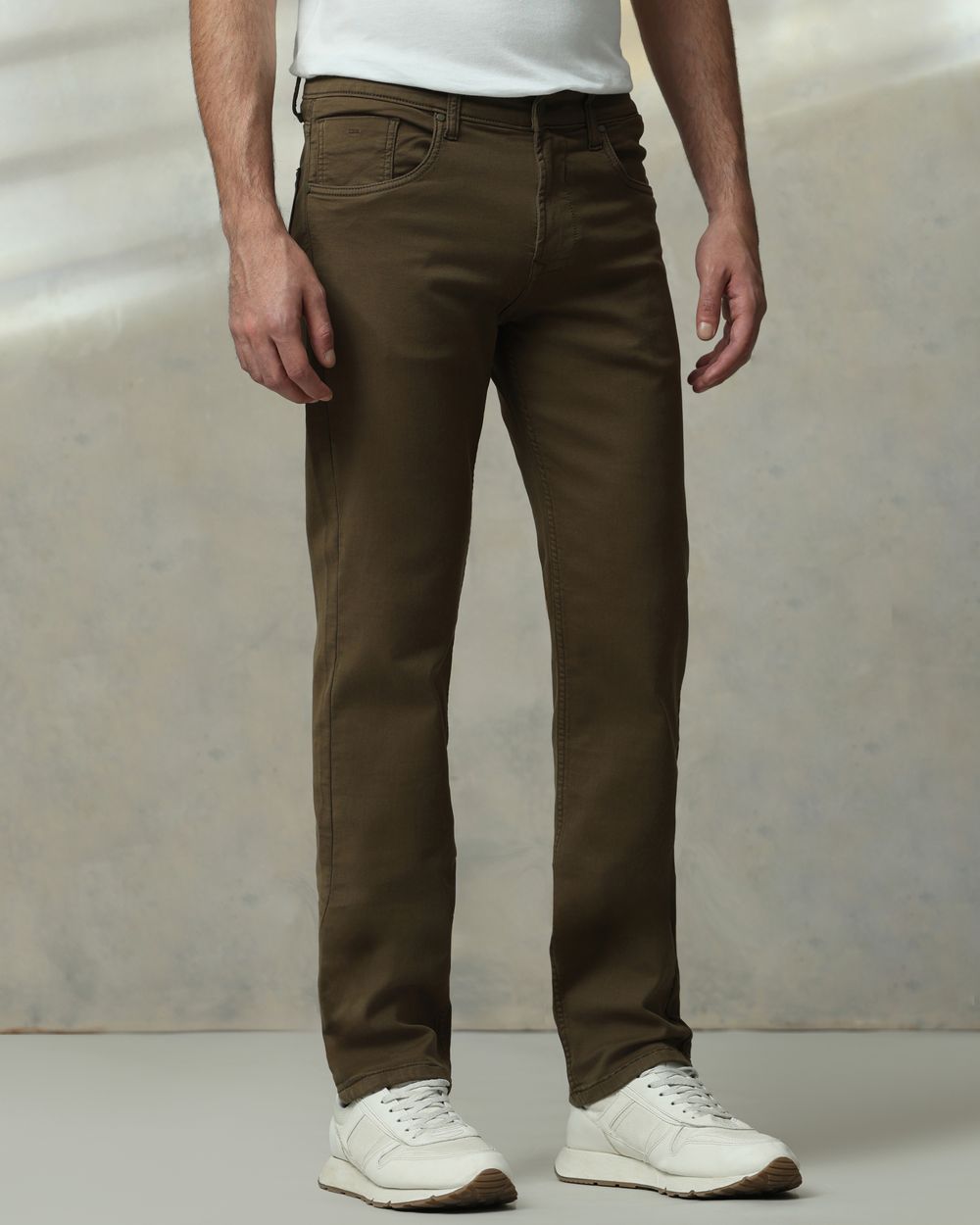 Olive Straight Fit Jeans