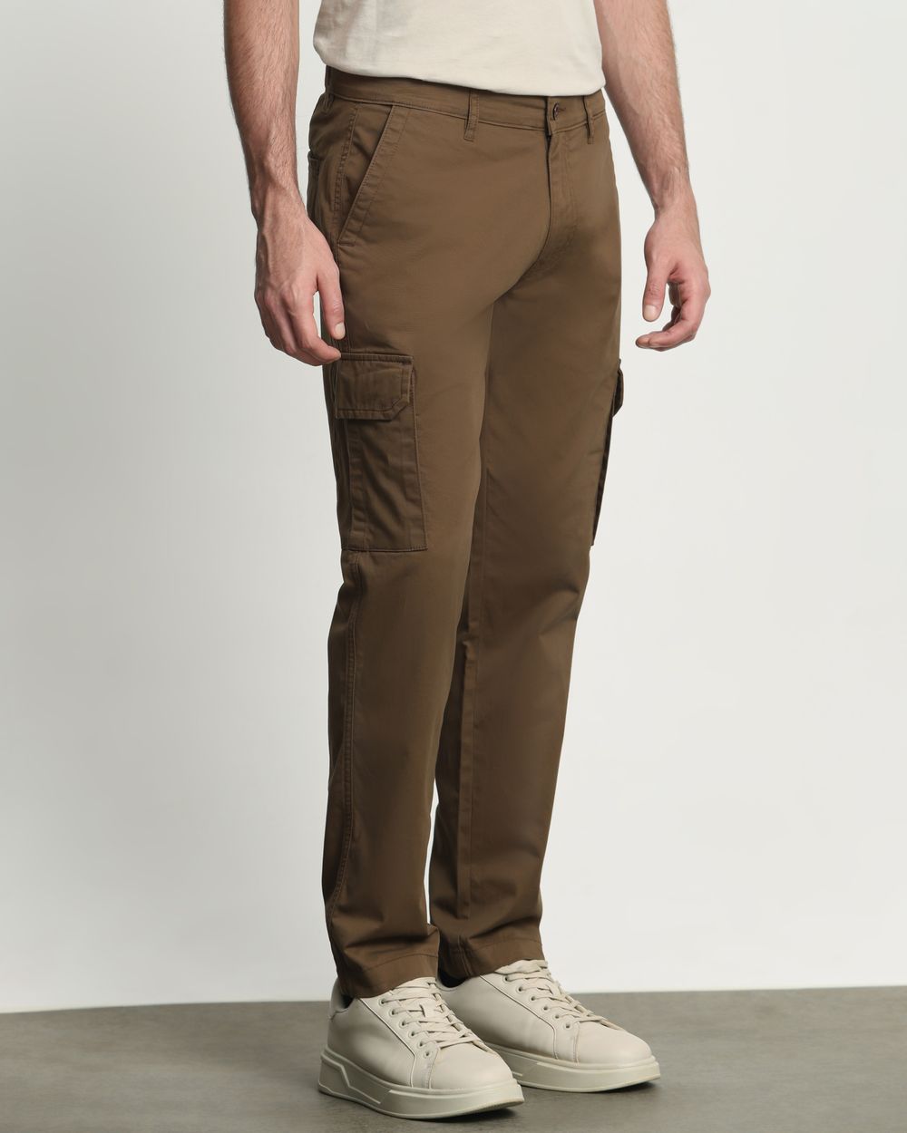 Brown Slim Fit Cotton Cargo