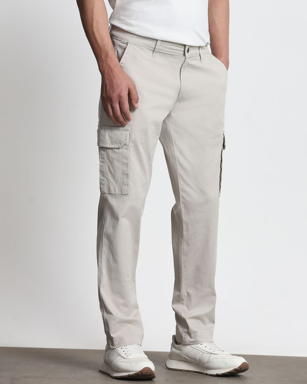 Grey Slim Fit Cotton Cargo