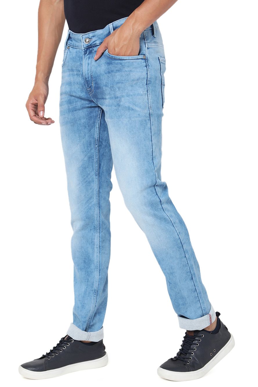 Light Blue Super Slim Fit Knitted Stretch Jeans
