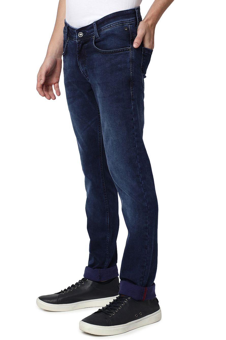 Dark Blue Super Slim Fit Knitted Stretch Jeans
