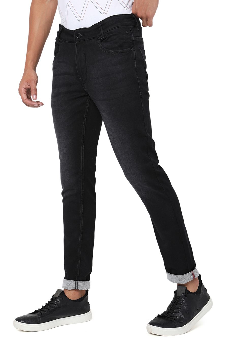Black Skinny Fit Knitted Stretch Jeans