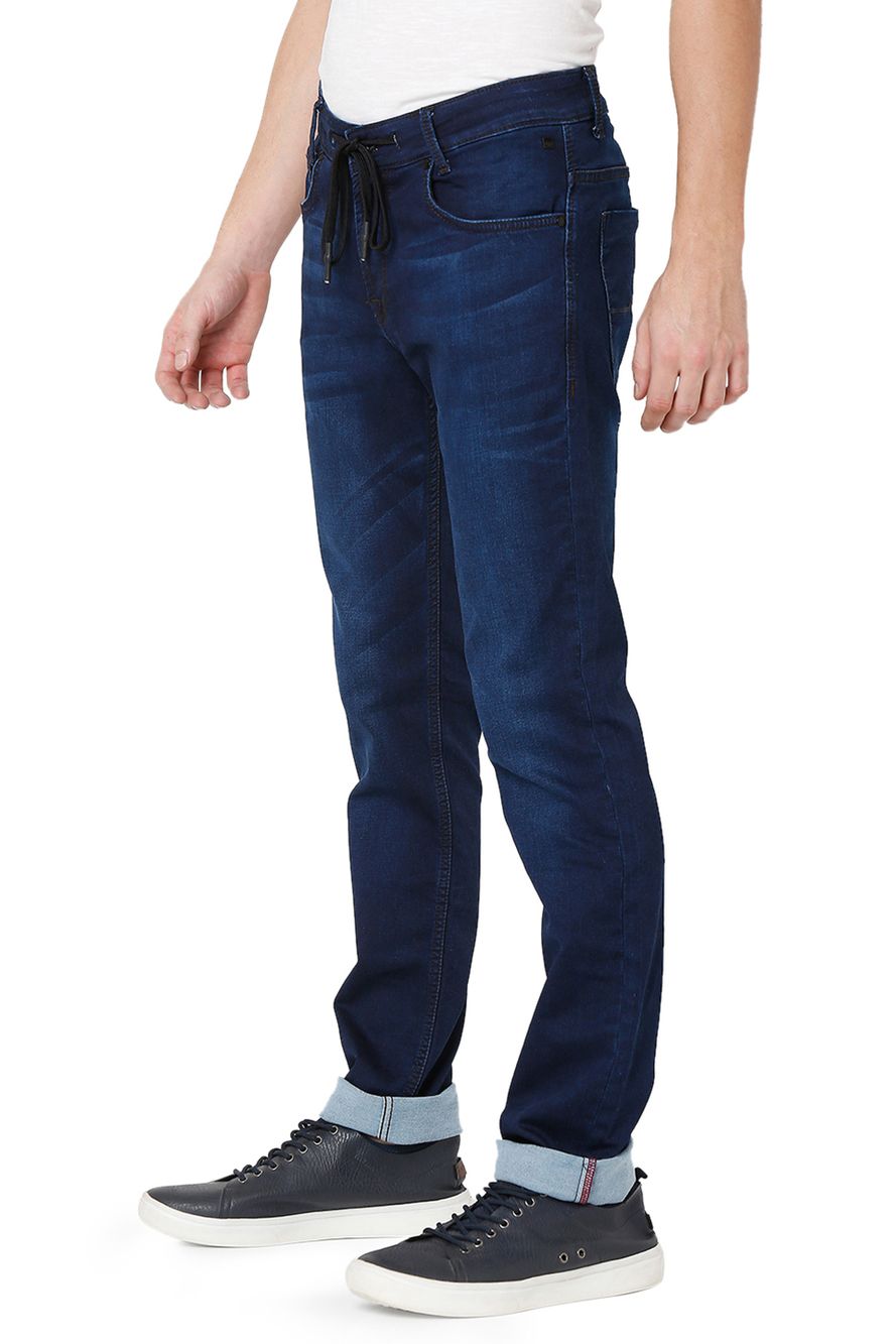 Dark Blue Super Slim Fit Knitted Lightweight Stretch Jeans