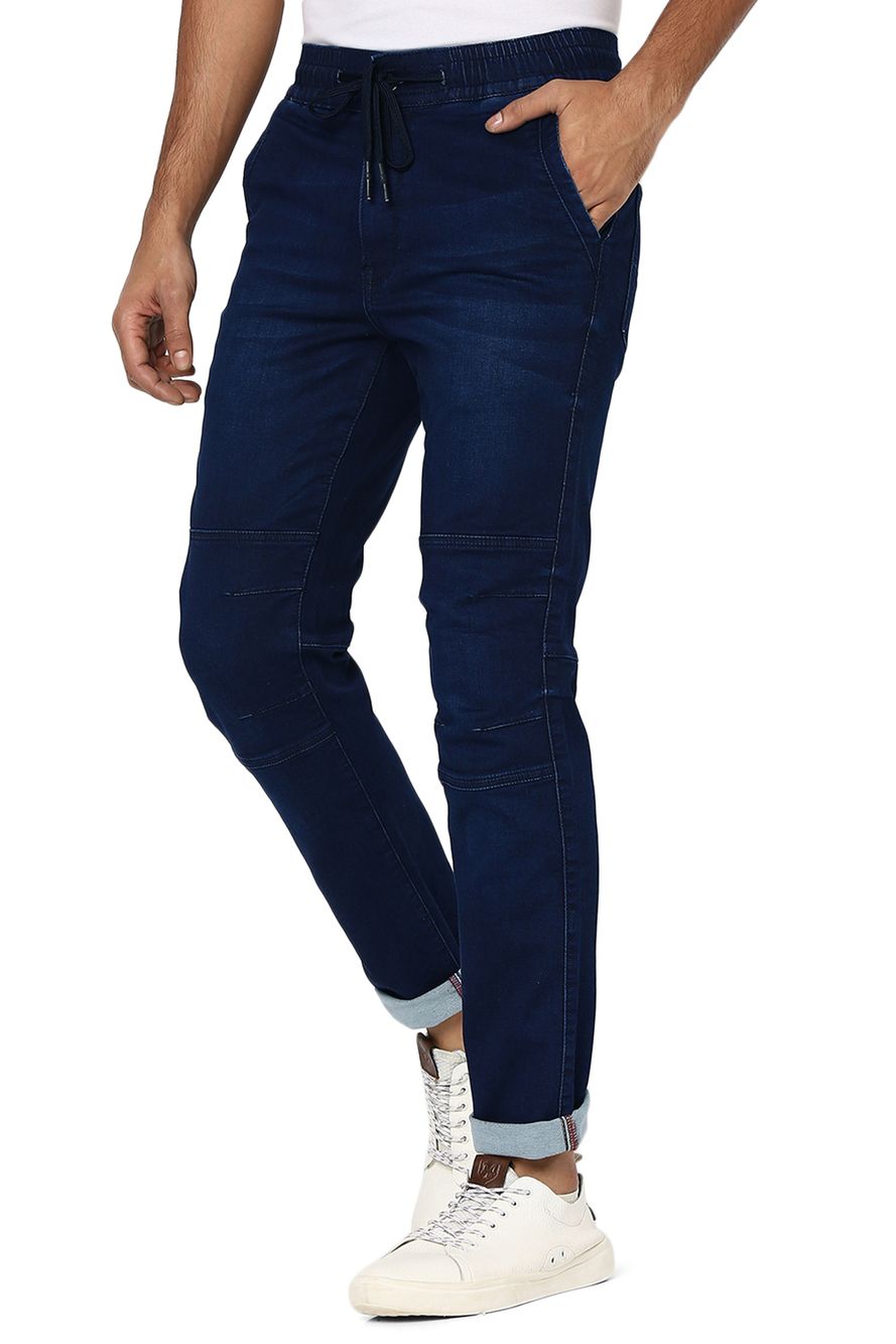 Deep Blue Sport Fit Knitted Lightweight Stretch Jeans