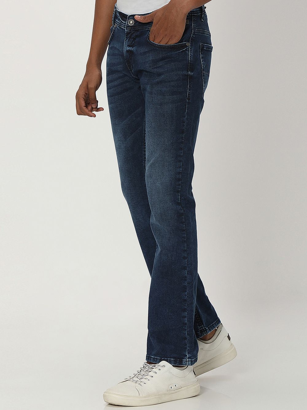 Dark Indigo Blue Bootcut Denim Deluxe Stretch Jeans