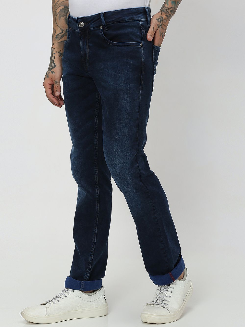 Deep Indigo Blue Super Slim Fit Denim Deluxe Stretch Jeans