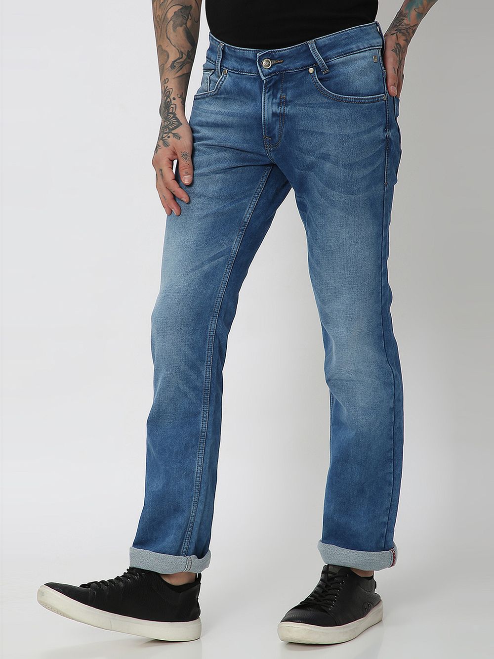 Mid Blue Bootcut Denim Deluxe Stretch Jeans