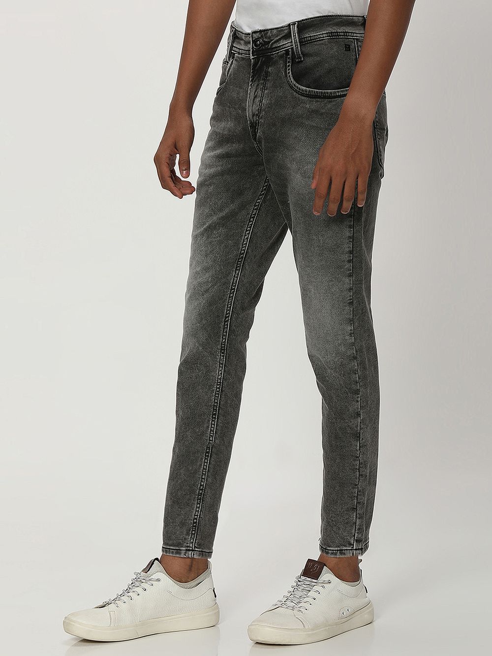 Grey Ankle Length Denim Deluxe Stretch Jeans