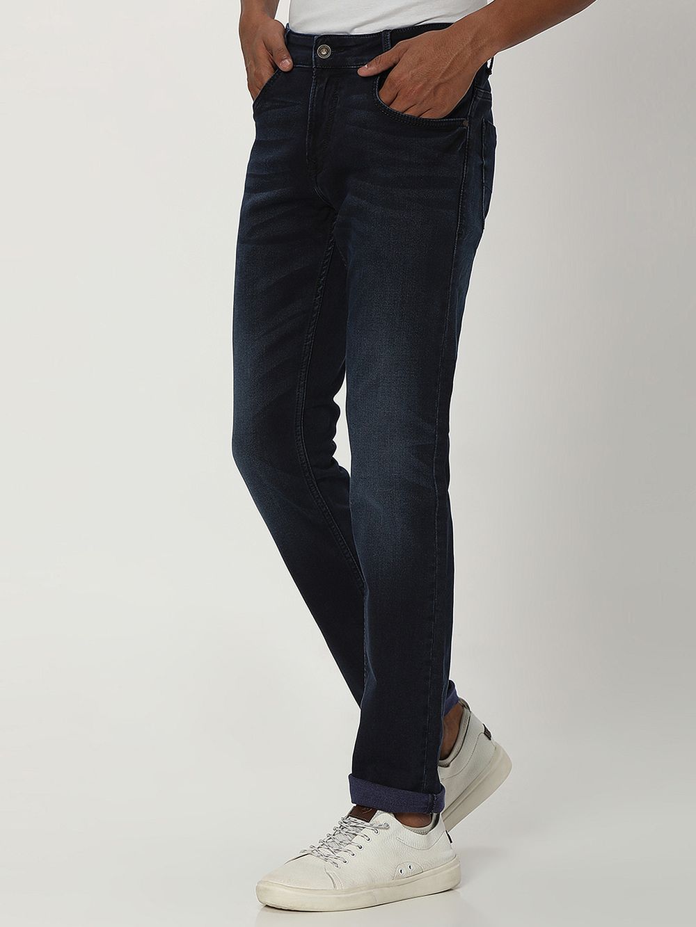 Dark Indigo Blue Super Slim Fit Denim Deluxe Stretch Jeans