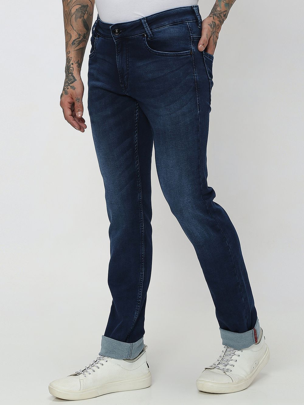 Dark Indigo Blue Super Slim Fit Flyweight Jeans