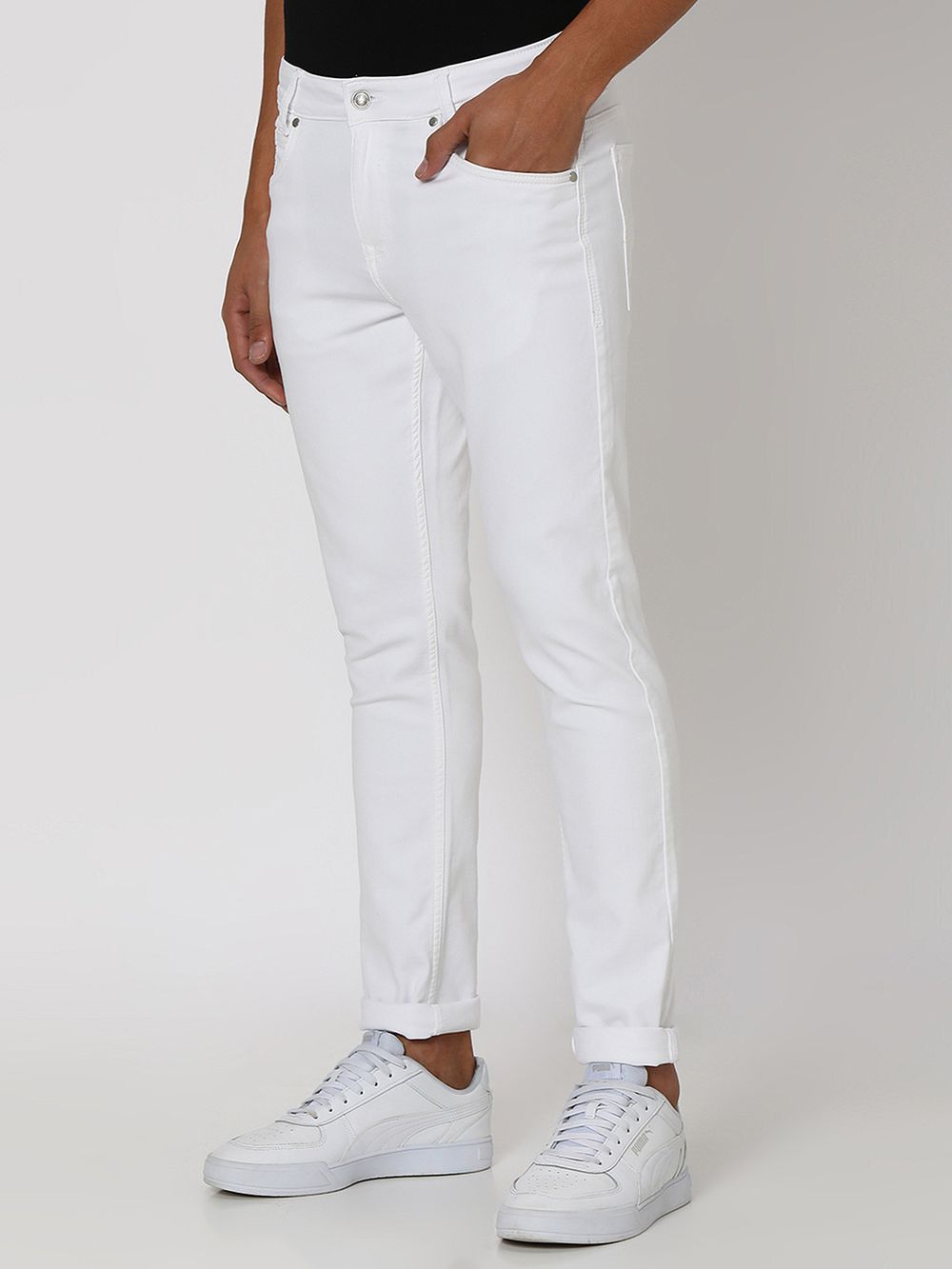White Skinny Fit Denim Deluxe Stretch Jeans
