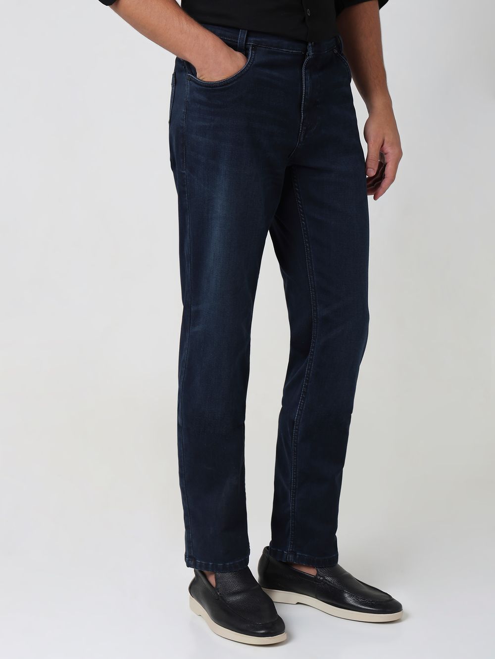 Blue Black Narrow Fit Denim Deluxe Stretch Jeans