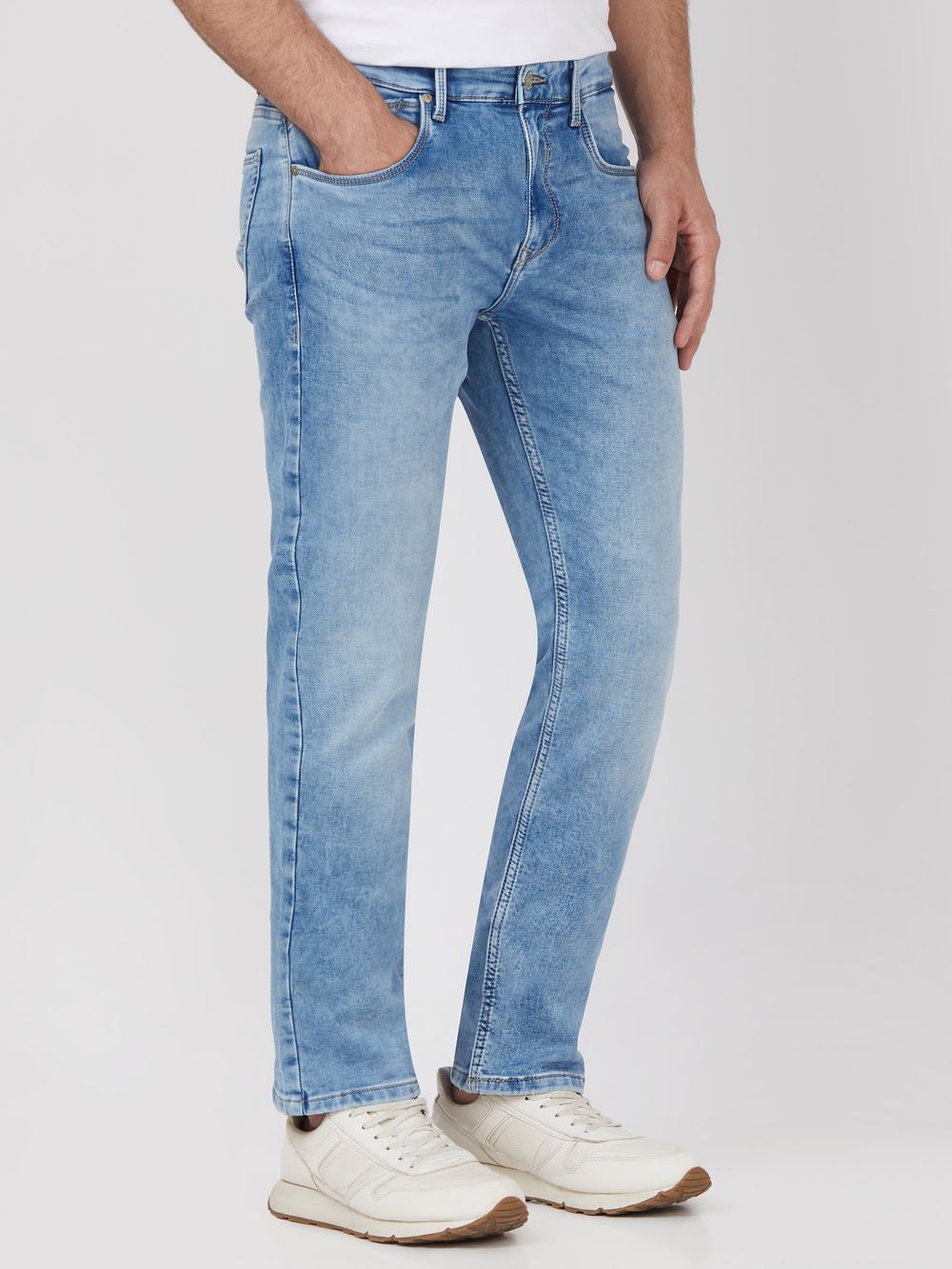 Light Blue Straight Fit Denim Deluxe Stretch Jeans