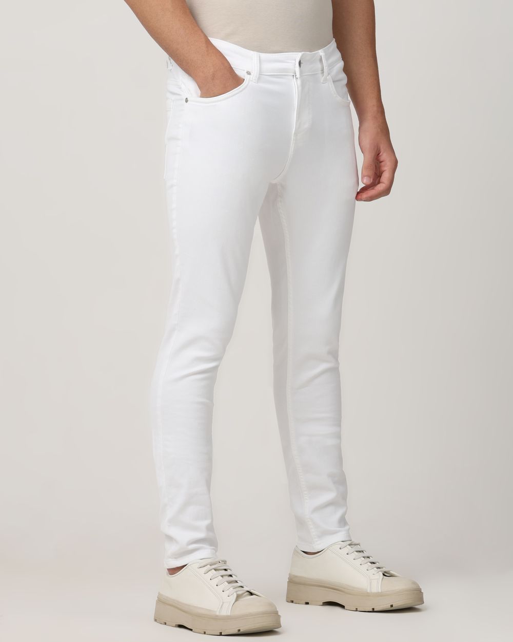 White Skinny Fit Denim Deluxe Stretch Jeans