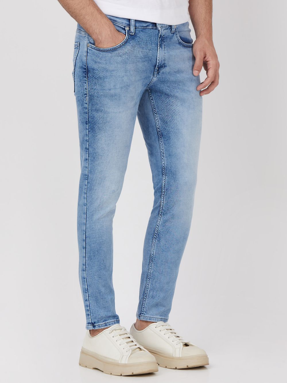 Light Blue Ankle Length Denim Deluxe Stretch Jeans