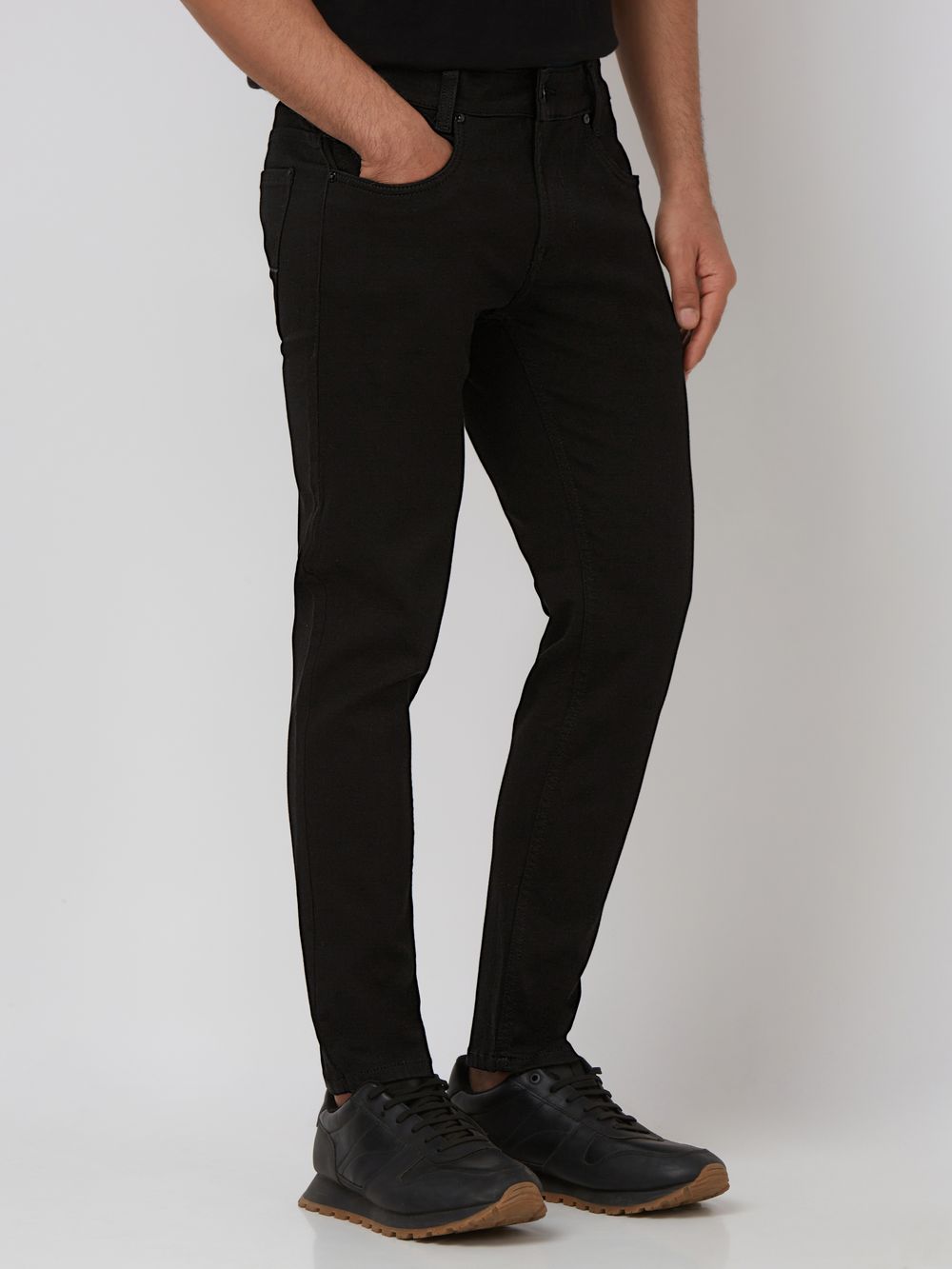 Jet Black Ankle Length Denim Deluxe Stretch Jeans