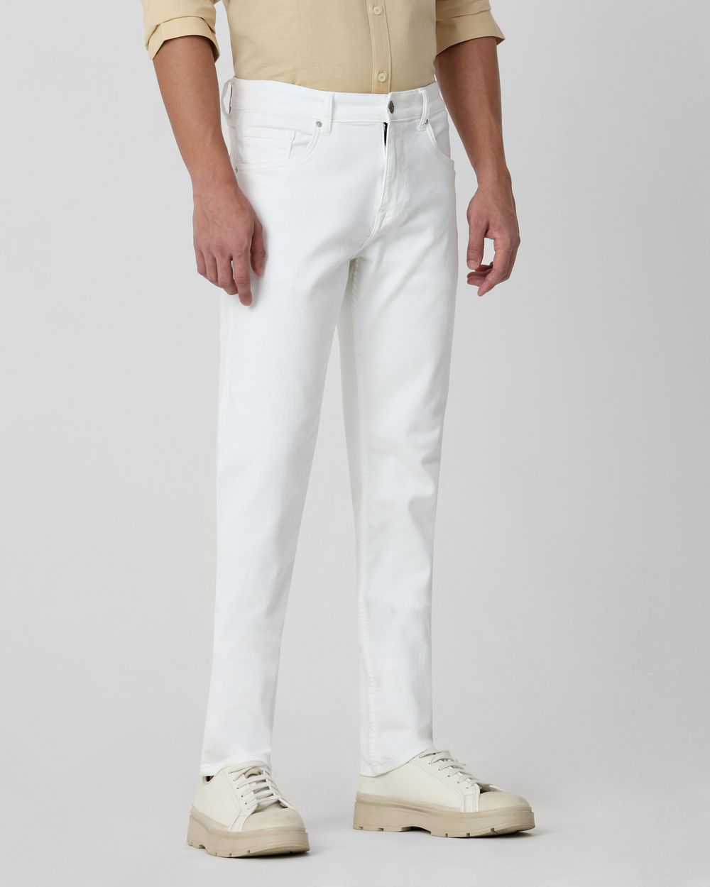 White Straight Fit Denim Deluxe Stretch Jeans