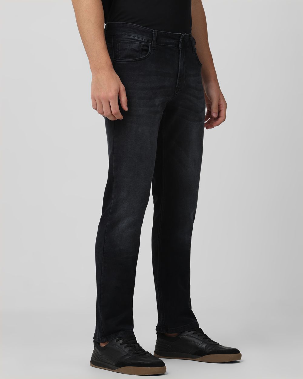 Black Straight Fit Denim Deluxe Stretch Jeans