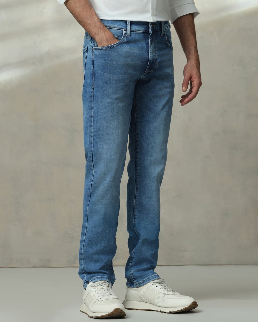 Mid Blue Straight Fit Jeans