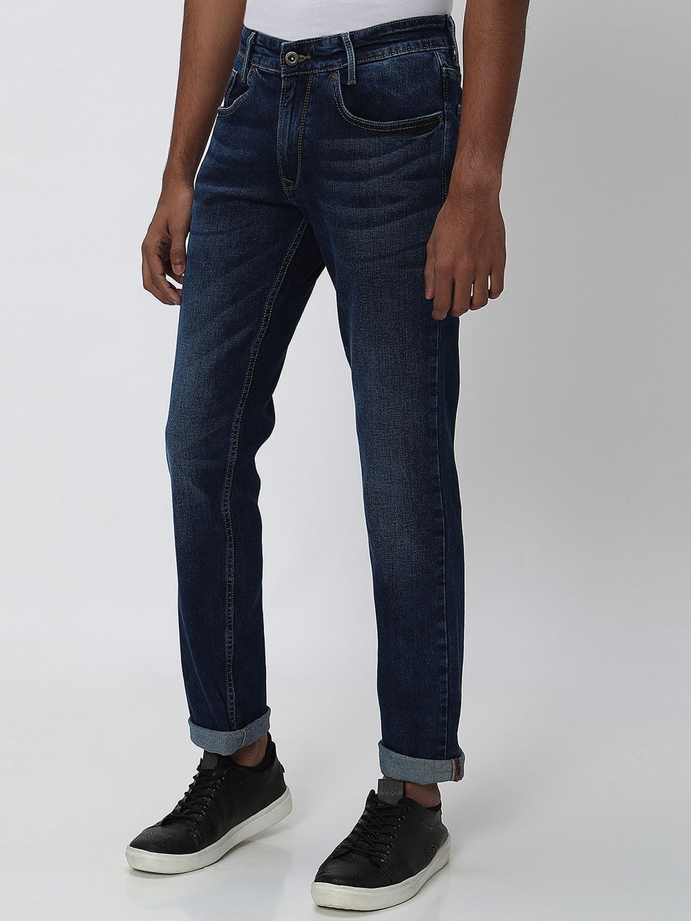 Dark Indigo Blue Straight Fit Originals Stretch Jeans