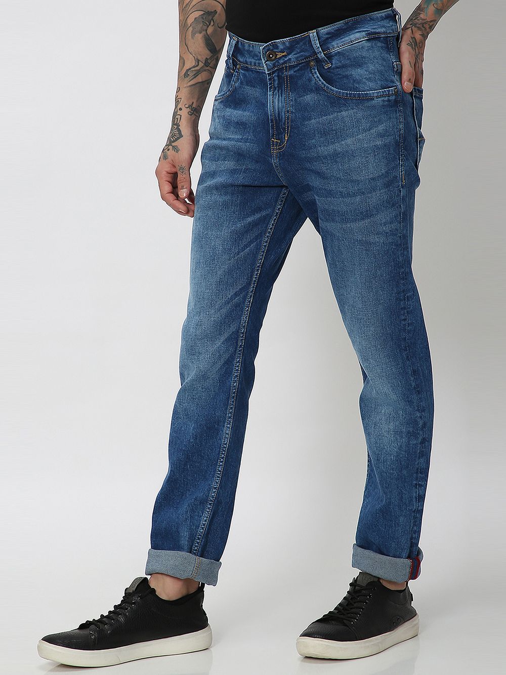 Dark Indigo Blue Ankle Length Originals Stretch Jeans